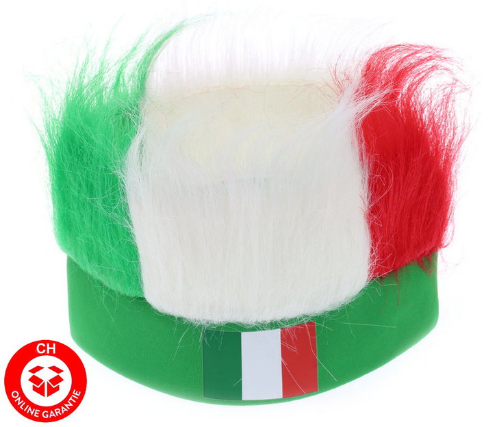 Italien Stirnband Fan Kappe Mtze Lustig Fun Strubbelhaar Fussball EM WM Party Italy Flagge Kleidung & Accessoires