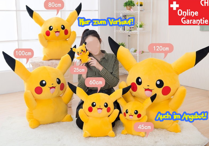 Pokmon Pikachu Plschfigur Kuscheltier XL 80cm Fan Kind NeuFan TV Videospiel Game Kino Sammeln 2