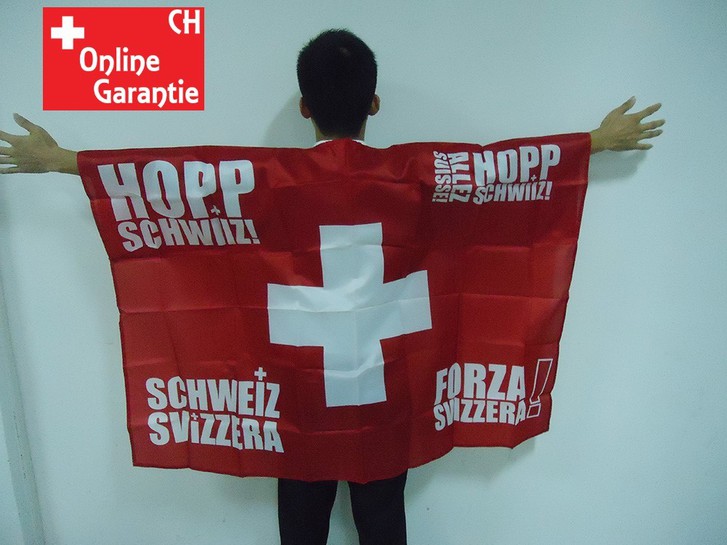 Umhang Schweizer Fahne Hopp Schwiiz Alles Suisse Forza Svizzera Schweiz Switzerland Fan Flagge  Kleidung & Accessoires