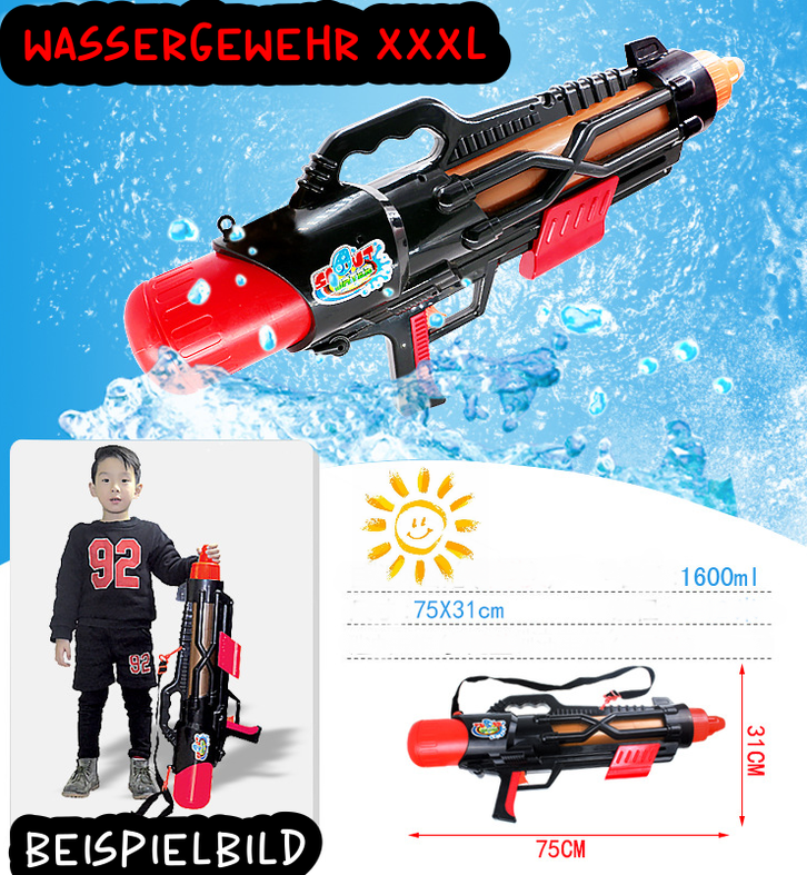 Wassergewehr Wasserpistole XXL XXXL Wasser Spielzeug Gewehr Pistole Sommer 75cm 1.6L Behlter Wasserschlacht Kind Kinder Sommer Spielzeug Sommerspielzeug Garten Pool Badi Spielzeuge & Basteln 2